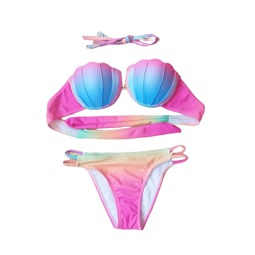 Biquini Tipo Concha Sereia Rosa Pastel