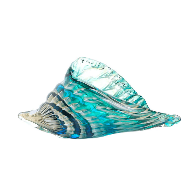 Decoração Com Conchas Do Mar Lambis Em Vidro Soprado Azul