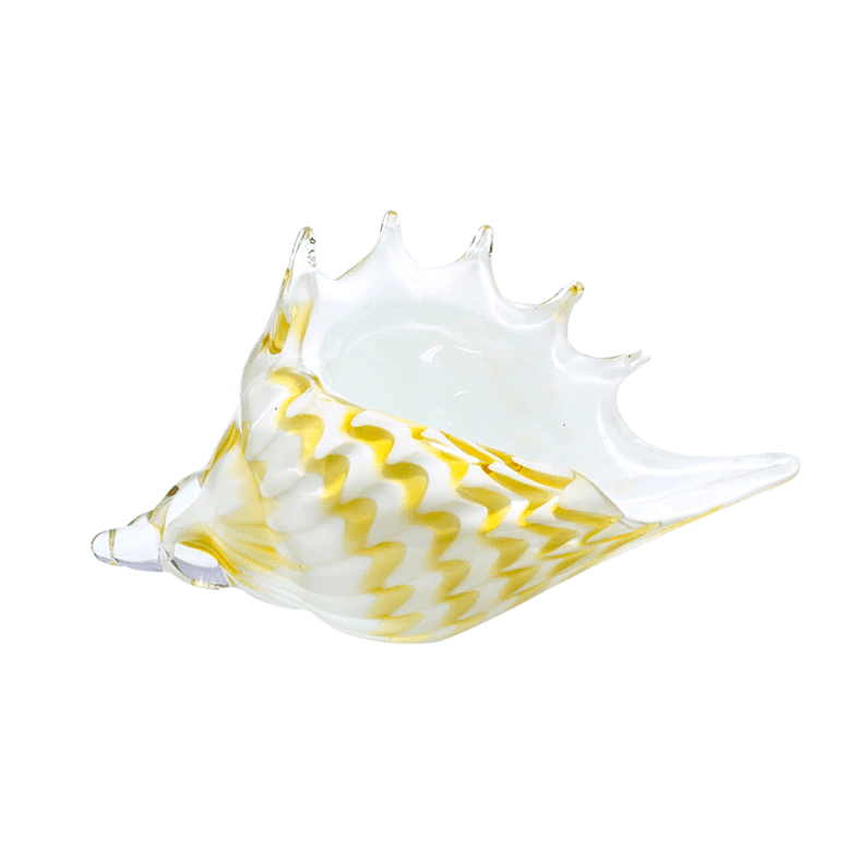 Decoração Com Conchas Do Mar Lambis Em Vidro Soprado Amarelo