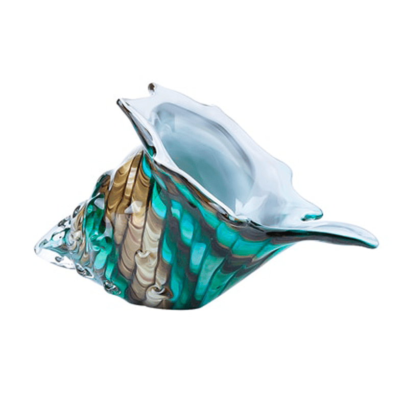 Decoração Com Conchas Do Mar Em Vidro Soprado Turquesa