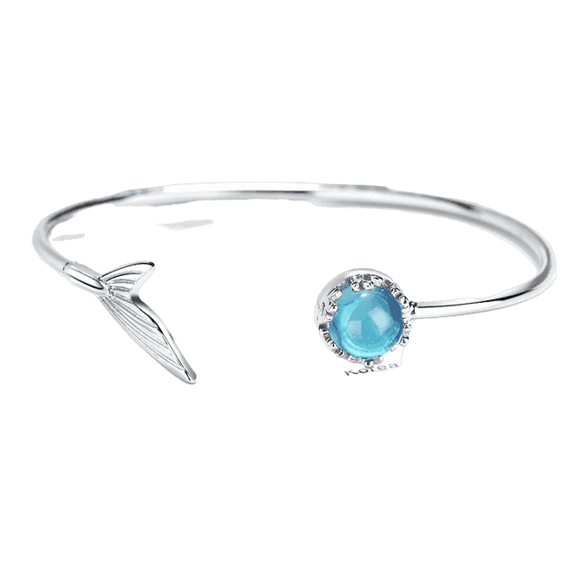 Pulseira De Concha Cauda De Sereia Prateada