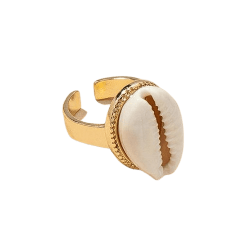 Anel Concha Búzio Branco (Dourado)