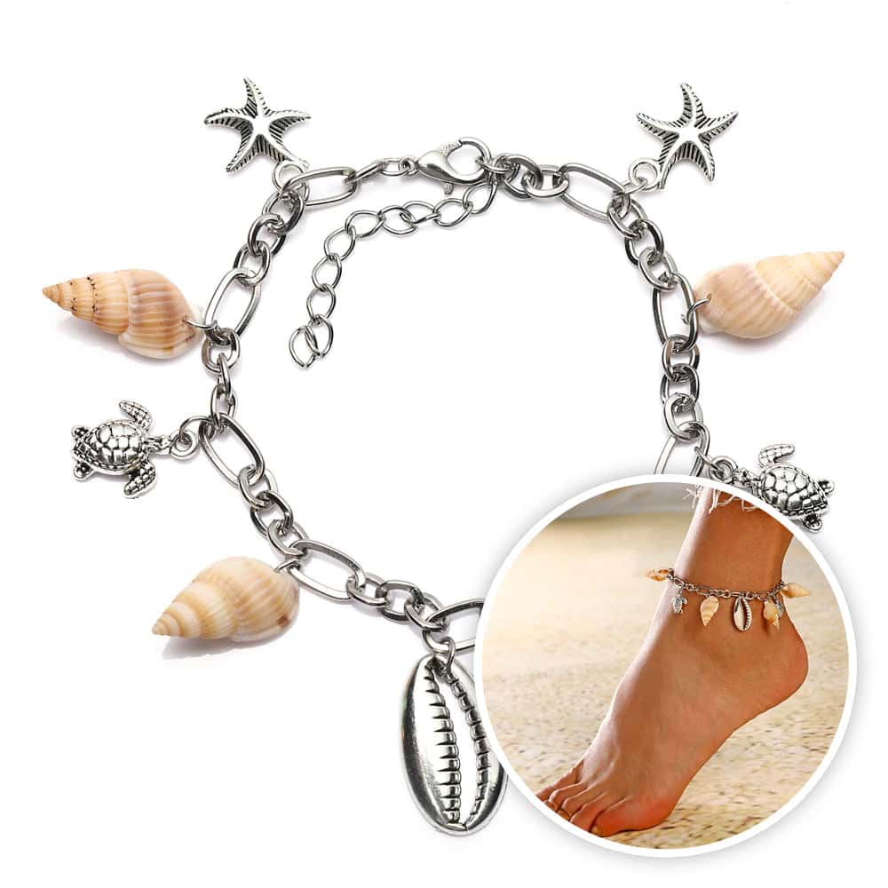 Pulseira De Pé Pequenos Bulots E Tartaruga