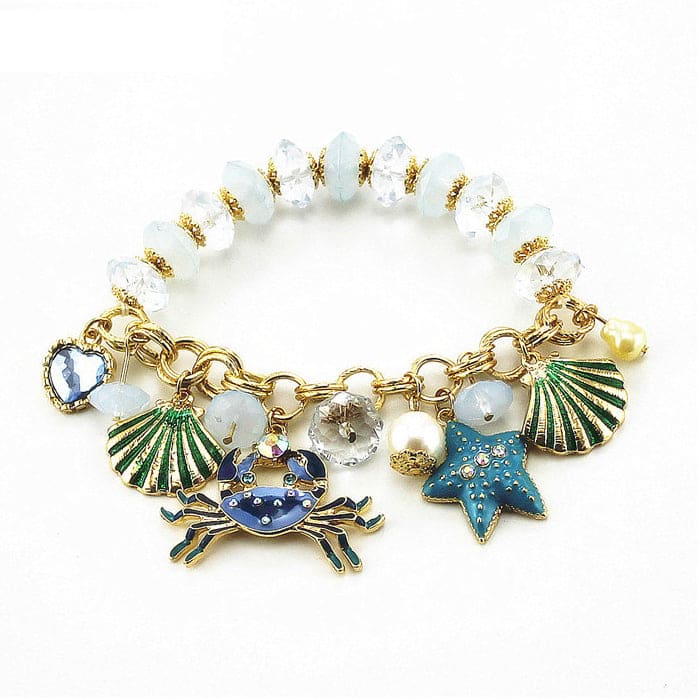 Pulseira De Concha Pérolas, Caranguejo, Conchas De Vieira E Estrela-Do-Mar
