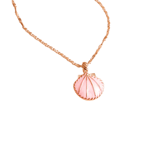 Colar Choker Concha De Esmalte Rosa