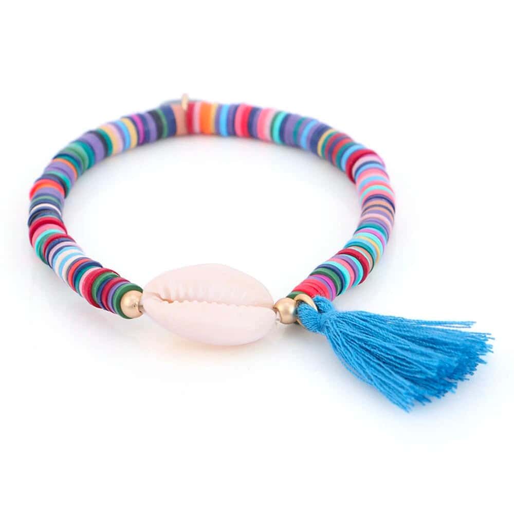 Pulseira De Concha Cauri Surfista Azul