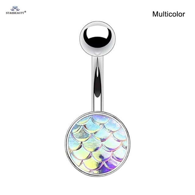 Piercing No Umbigo Concha Escamas De Sereia (Multicoloridas)