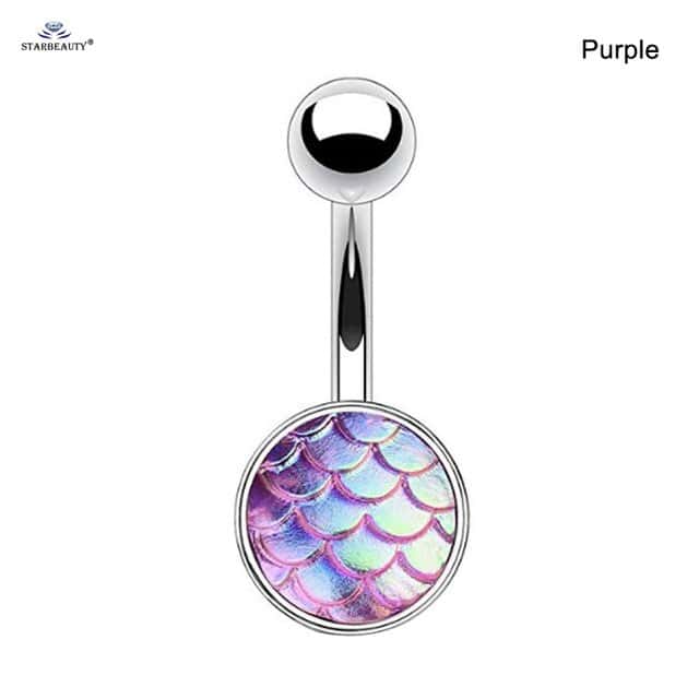 Piercing No Umbigo Concha Escamas De Sereia (Violeta)