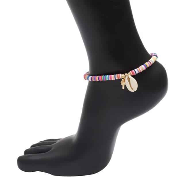 Pulseira De Pé Surfista Pérolas Multicoloridas