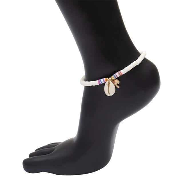 Pulseira De Pé Surfista Pérolas Brancas