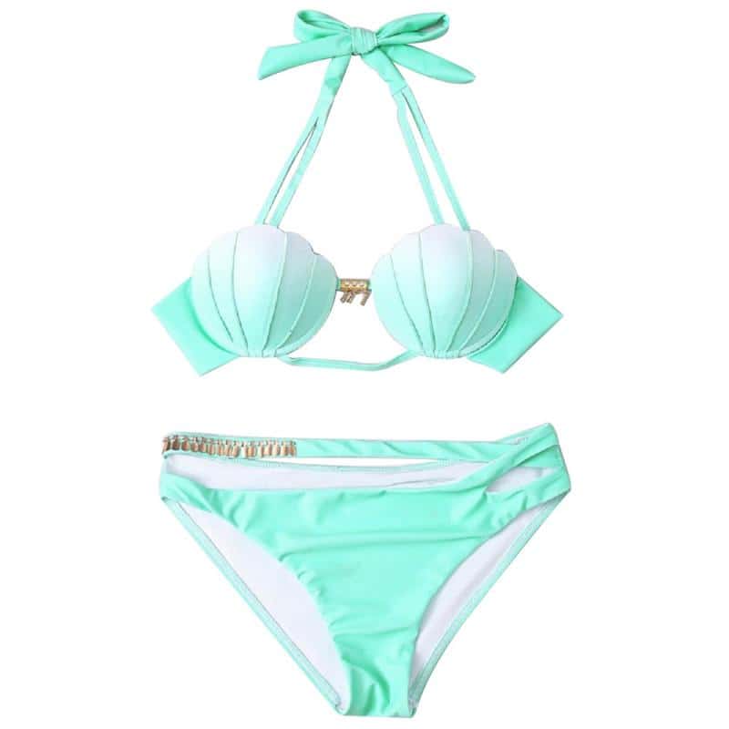 Biquini Tipo Concha Sereia Verde Pastel