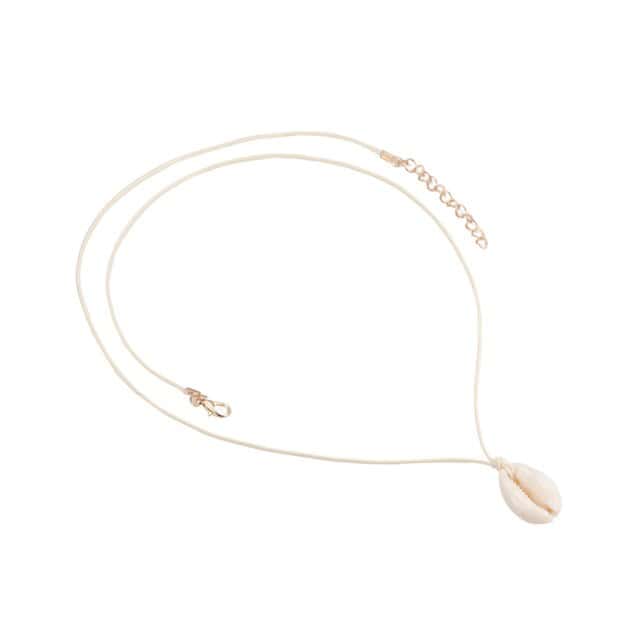 Colar De Concha Cauri Com Cordão Branco