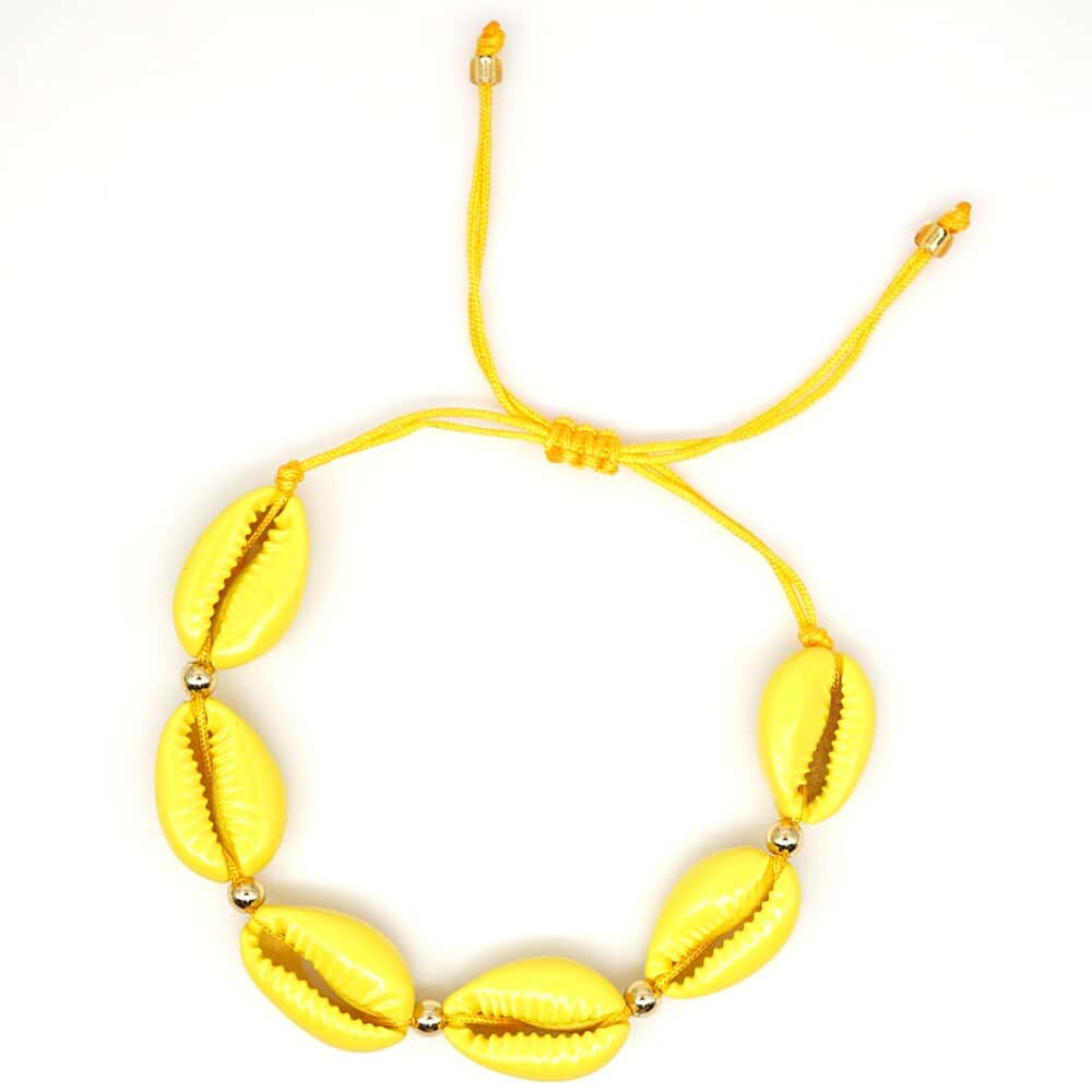 Pulseira De Concha Cauri Amarelo