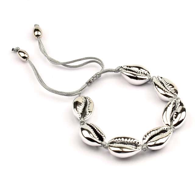 Pulseira De Concha Cauri Prateado