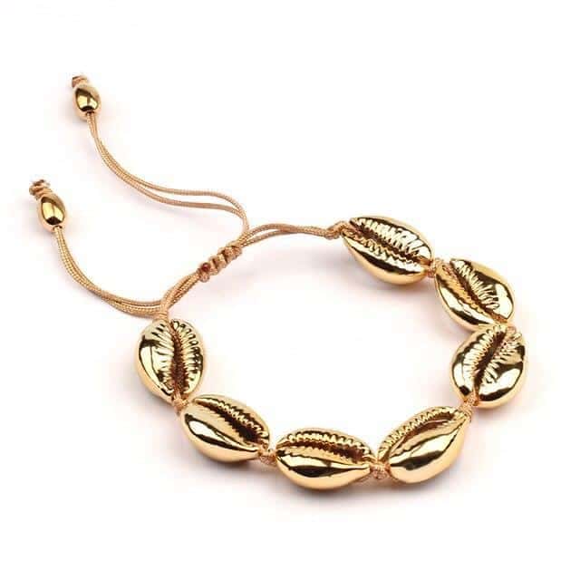 Pulseira De Concha Cauri Dourado