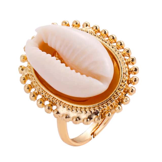 Anel Concha Cauri Engastado (Dourado)