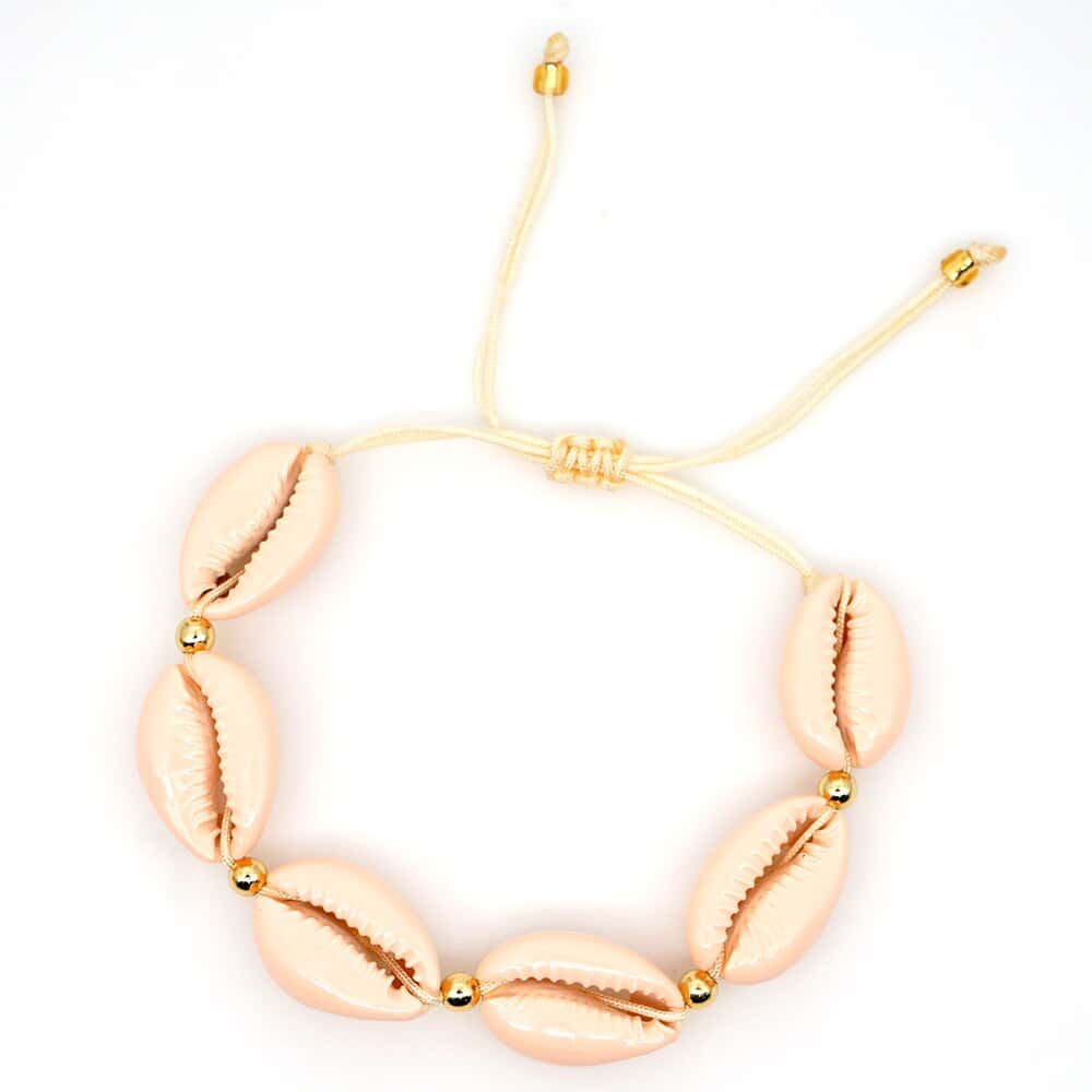 Pulseira De Concha Cauri Salmão