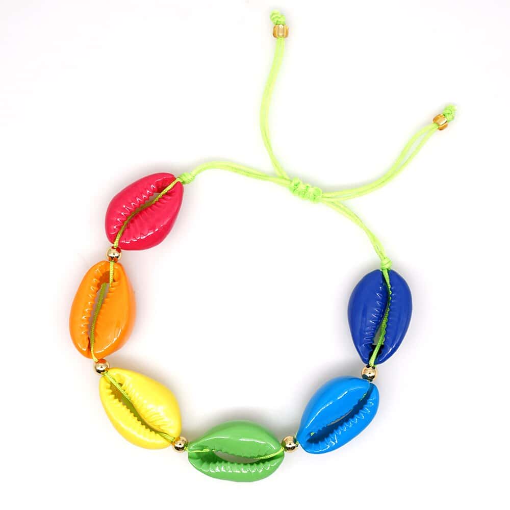 Pulseira De Concha Cauri Arco-Íris