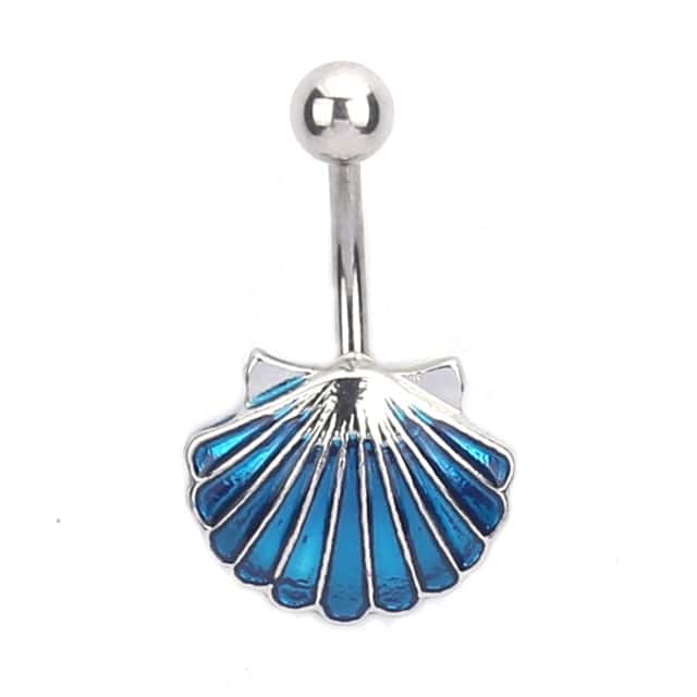 Piercing No Umbigo Concha Concha De Vieira (Azul)