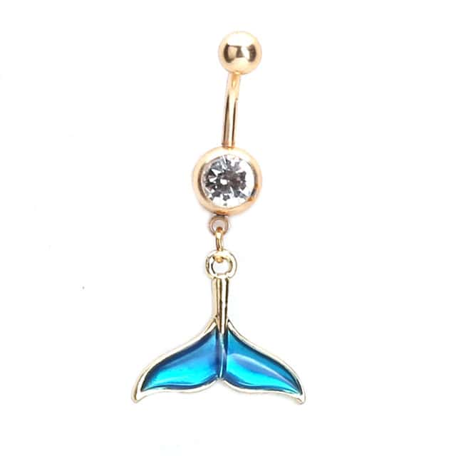 Piercing No Umbigo Concha Cauda De Sereia (Dourada)