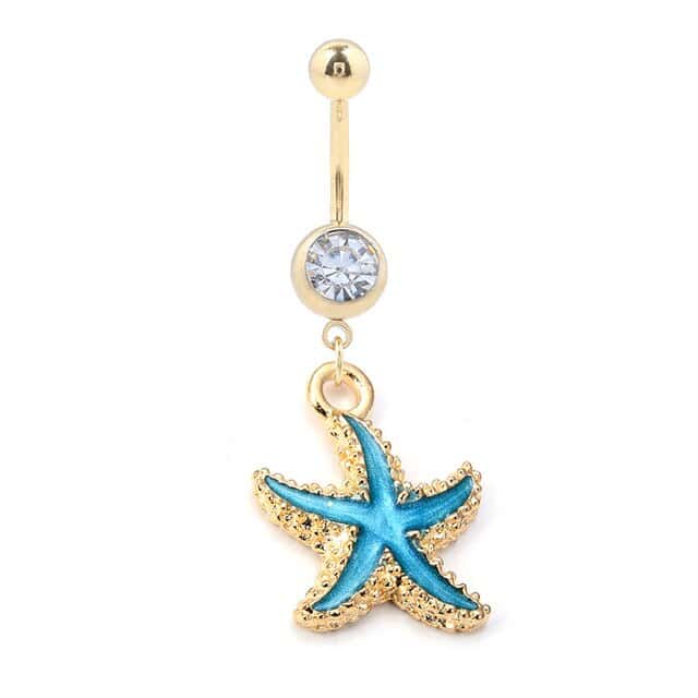Piercing No Umbigo Concha Estrela-Do-Mar Azul
