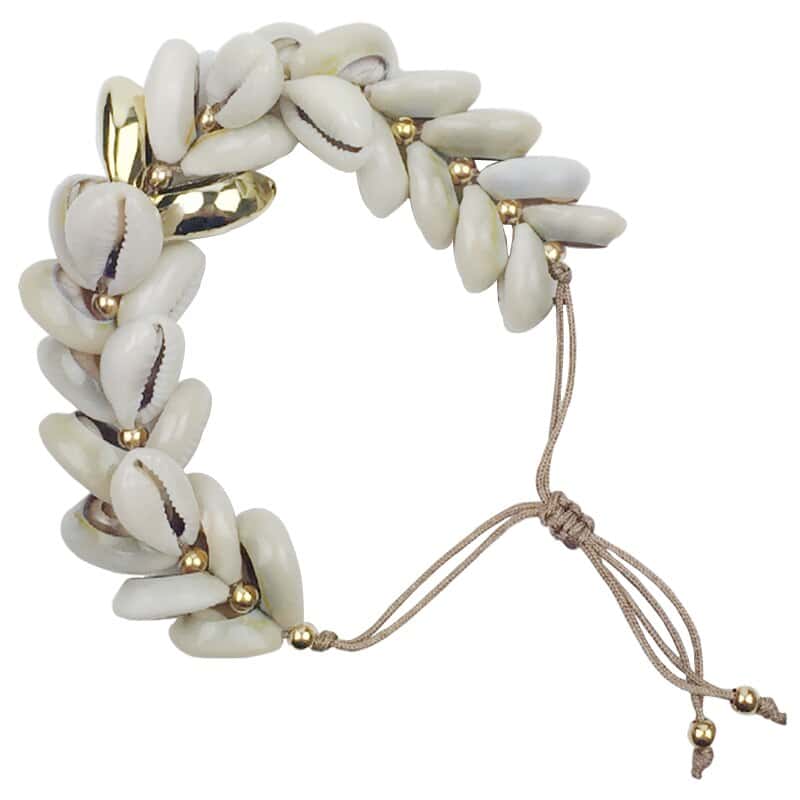 Pulseira De Concha Cauris Trançados (Dourados)