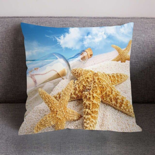 Almofada Concha Estampado Praia Das Seychelles