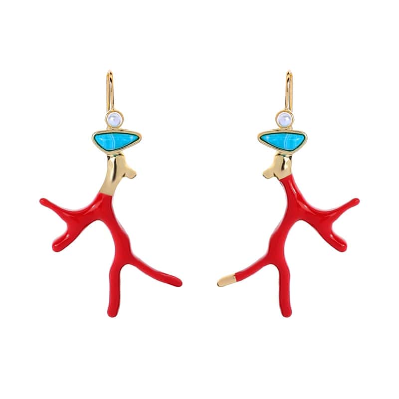 Brinco Coral Ramo Vermelho