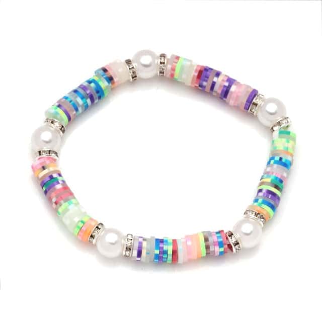 Pulseira De Concha Pérolas Arco-Íris