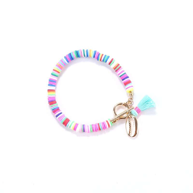 Pulseira De Concha Pérolas Planas Mar Turquesa