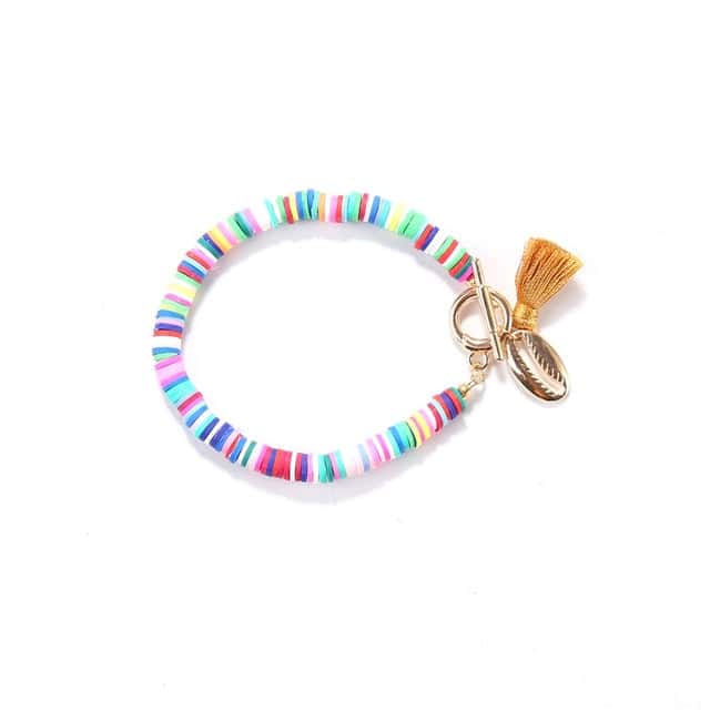 Pulseira De Concha Pérolas Planas Terra